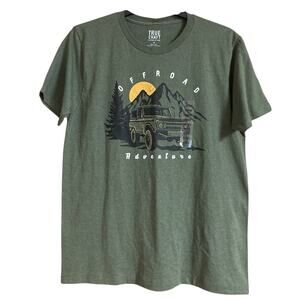 Mens True Craft Graphic Print Tee T-shirt Bronco Offroad Adventure Green MED NWT